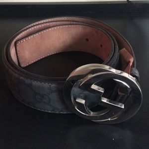 Authentic Gucci leather belt with interlocking G
